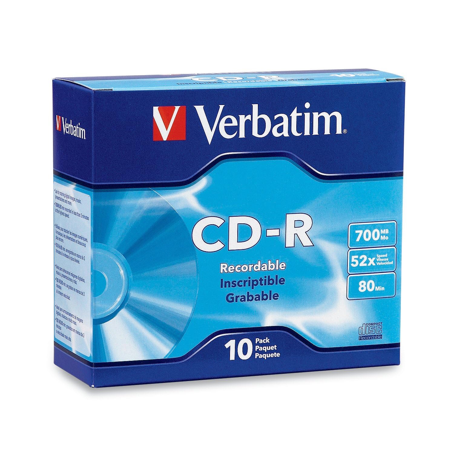Verbatim Blank CD-R 700MB 52x Speed with Slim Case 94935 Verbatim Blank CD-R 700MB 52x Speed with Slim Case 94935